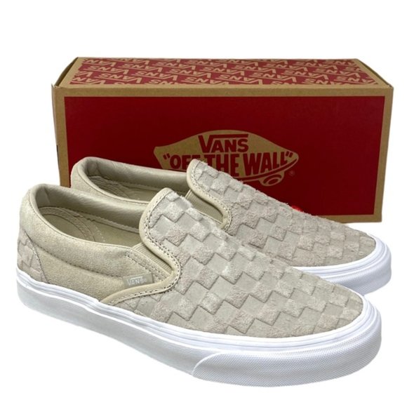VANS Classic Slip On Embossed Check Shoes Casual Suede Oatmeal Men VN000XG8B04 - Picture 4 of 11